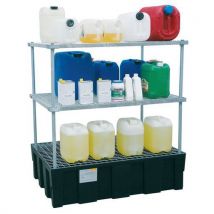 Rayonnage galvanisé avec bac de rétention - Capacité de rétention 224L