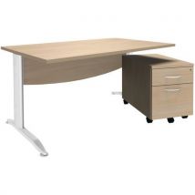 Pack bureau droit + caisson mobile Alma Simmob