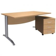 Pack bureau droit + caisson mobile Alma