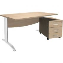 Pack bureau droit + caisson mobile Alma