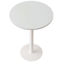 Table de réunion haute Easy Office pied métal Ø 80 cm plateau Blanc