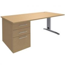 Bureau droit Quatuor sur caisson porteur et pied métal