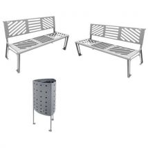 Pack bancs Kessen + poubelle Argo
