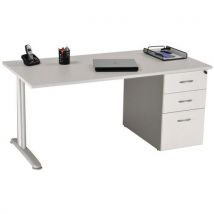 Bureau droit Quatuor sur caisson porteur et pied métal
