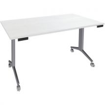 Table rectangulaire Avel plateau pivotant pieds alu sur roulettes