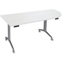 Table plateau pivotant Avel avec angle intégré pied alu sur roulettes