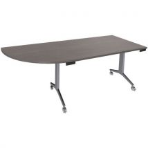 Table plateau pivotant Avel avec angle intégré pied alu sur roulettes