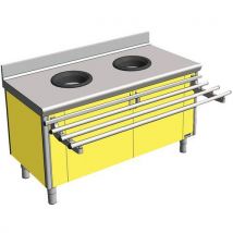 Meuble de pré-tri mural p/enfant, équipé de 2 trous vide déchets