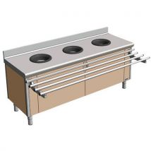 Meuble de pré-tri mural p/enfant, équipé de 3 trous vide déchets