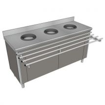 Meuble de pré-tri mural p/adulte, avec 3 trous vide-déchet + porte-sac