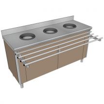 Meuble de pré-tri mural p/adulte, avec 3 trous vide-déchet + porte-sac