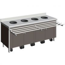 Meuble de pré-tri mural p/adulte, avec 4 trous vide-déchet + porte-sac