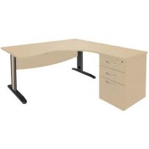 Pack bureau asymétrique Quatuor pied L métal retour à droite avec caisson HB - Manutan