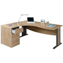 Pack bureau asymétrique Quatuor pied L retour à gauche + caisson hauteur bureau