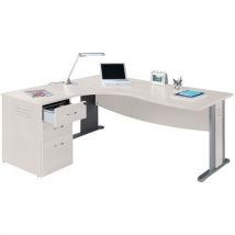 Pack bureau asymétrique Quatuor pied L retour à gauche + caisson hauteur bureau