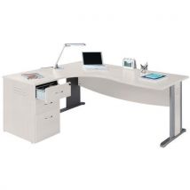 Pack bureau asymétrique Quatuor pied L retour à gauche + caisson hauteur bureau