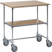 Verrijdbare tafel beuken - 2 plateaus - draagvermogen 50 tot 100 kg
