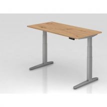 Bureau assis-debout pied argent série XBHM - 160x80 cm - Hammerbacher