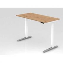 Bureau assis-debout pied blanc brillant XBHM-160x80 cm-Hammerbacher