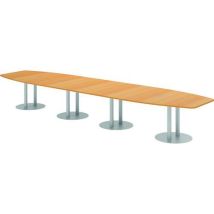 Hammerbacher - Vergadertafel ton met kolompoot - 520x130cm beuken/zilver - FSC gecertificeerd