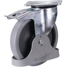 Roulette pivotante avec frein à bandage en caouthouc thermoplastique