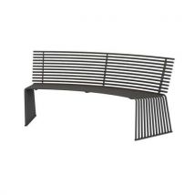 Banc plat concave avec dossier en acier inoxydable