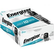 Pile alcaline Max Plus D - Lot de 20 - Energizer