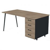 Bureau à plateau 120x80cm et caisson HB 4 tiroirs Solal - Quadrifoglio