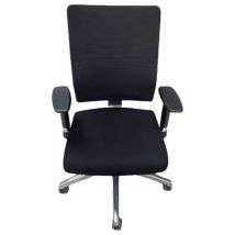 Chaise de bureau reconditionnée noire avec accoudoirs
