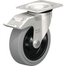 Roulette pivotante inox - bandage caoutchouc EasyRoll - corps PO