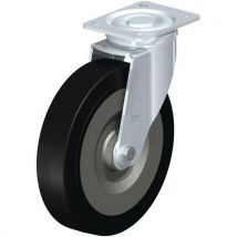 Roulette pivotante acier - bandage caoutchouc - corps acier