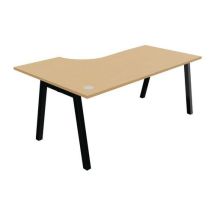 Compact Bureau Partage Retour Rechts 180 Cm Beuken/zwart, - Buronomic