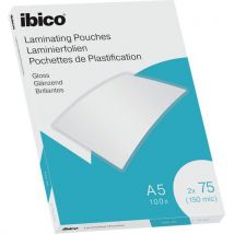 Pochettes plastification Ibico brillantes, A5, boite de 100