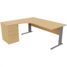 Bureau compact avec caisson - Hêtre - Manutan