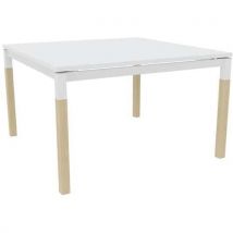 Bureau droit X4 plateau blanc et pied en chêne et blanc