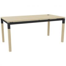 Bureau droit X4 plateau chêne avec pied chêne et anthracite