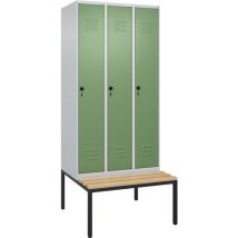 Garderobekast Classic Plus,zitbank,3deurs B30cm,ral7035/6011, - CP