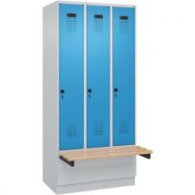 Garderobekast Classic Plus, Zitbank, 3 Deurs, Ral7035/5012, - CP