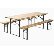 Veba - Inklapbare Bierset met Tafel - Brouwerijkwaliteit Hout 220x80cm - 8 Personen - Lichtbruin