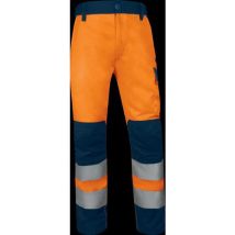 Werkbroek Hoge Zichtb. Heid. Kl2. Oranje-marineblw. Maat S., - Delta Plus