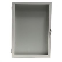 Buitenvitrine met draaideur - aluminium achterwand - wit frame - AME