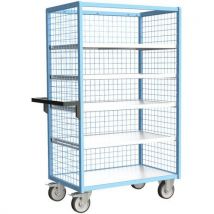 Servante grillagée 3 côtés avec 4 étagères plateau bois 500 kg - FIMM