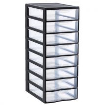 Aufbewahrungsturm Kunststoff A4 Orgamix 8 Schubladen Schwarz,