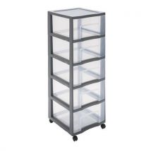 Sundis - Tour De Rangement En Plastique Xl Tag Tower 5 Tiroirs - Gris,