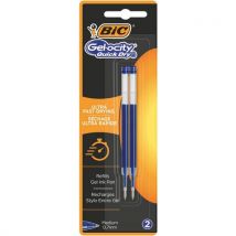 2 Pièces Bic Gel-ocity Quick Dry Recharges Gel Pointe Moyenne Bleue,