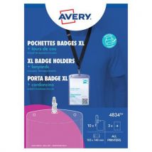 Avery - 10 Badge-hüllen A6+12 Bedruckbare Einsätze + 10 Bänder,