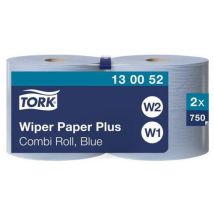 Tork - Rouleau Essuie-tout Plus Combi - Bobine Papier Recyclé 2 Plis - 25500 cm - Usage Alimentaire - Bleu