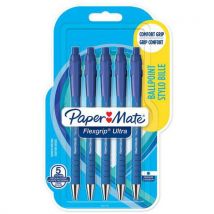 5 Pièces Stylo Bille Flexgrip Ultra Rétractable Bleu - Paper Mate ,