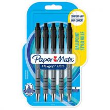 5 Pièces Stylo Bille Flexgrip Ultra Rétractable Noir - Paper Mate ,