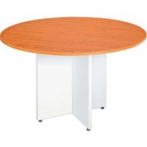 Table Ronde Pieds Croix 120 Cm Merisier,
